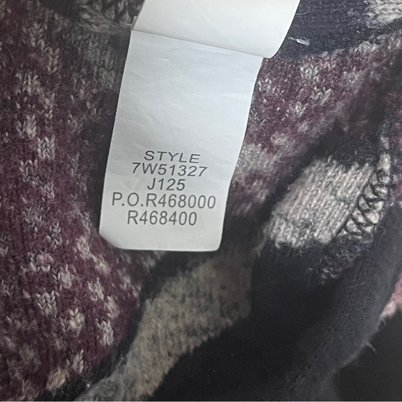 Lucky Brand Aztec Tribal Print Purple Black Ivory Open Cardigan Sweater small - Picture 7 of 8